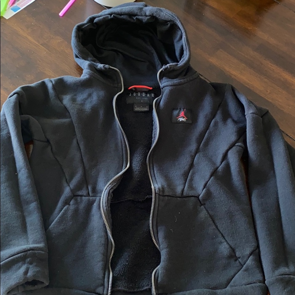 Boys size medium Jordan black zip up hoodie